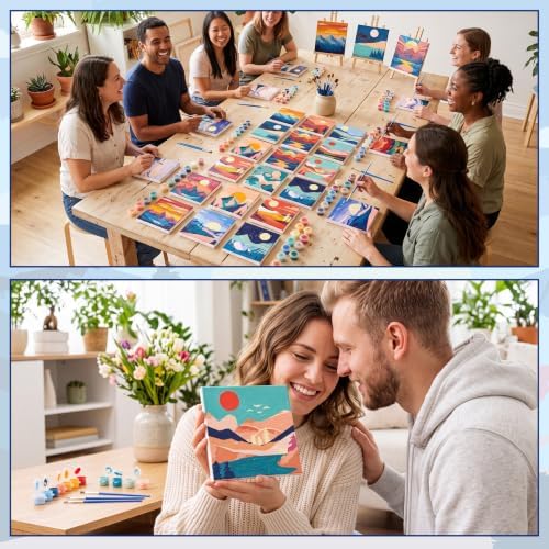 Yiyiring 12 Set Mini Mountain Paint by Numbers Kit for Adults Mini Canvas - Image 4