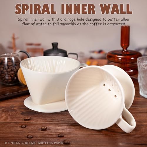 Pour Over Coffee Dripper, Ceramic Pour Over Coffee Maker, White - Image 5