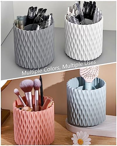 Lebenrich Rotating Pen Holder for Desk, 5 Slots Unique Blue Desk Pen Organizer Easthetic Desktop Supplies and Accessories for Women Girls, Pencil Cup Caddy for Office Home Art Supply - Image 6