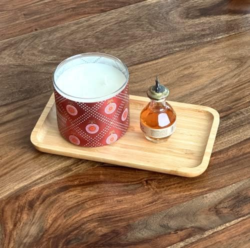 Bam&Boo Bamboo Serving Tray Natural Minimalist Rectangular (11.3” x 6.2" x 0.8") Coffee, Tea, Food, Drinks, Storage, Decor for Home, Kitchen, Bathroom - Image 4