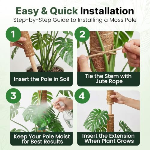 2 Pack 22" Moss Pole Monstera Plant Support - Stackable up to 38" - Image 5