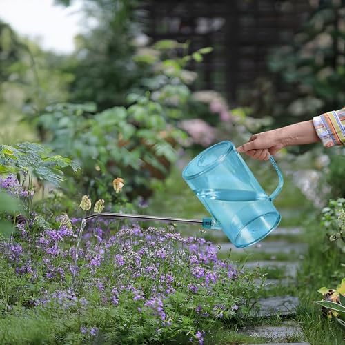 Plastic Watering Can - Small with Long Spout - 1/4 Gallon - 34 Oz - Blue - Image 5