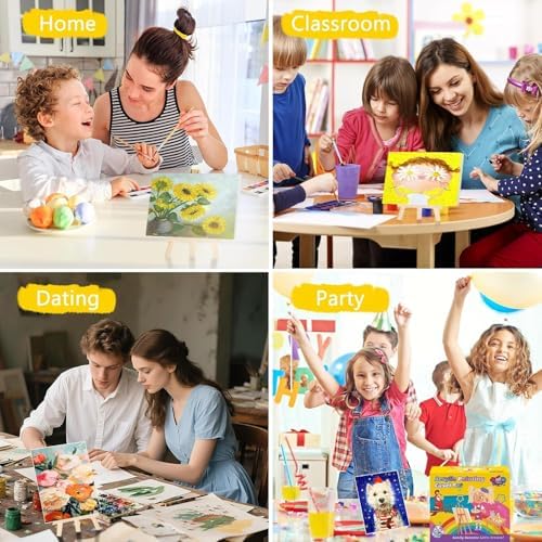 16 Pack Mini Canvas and Easel Set with Acrylic Paint, 4x6 Inch Canvas Painting Kit Includes 16 Easels, Gift Bags & Paint Strips, Complete Art Supplies for Kids Adults Classroom Party Favors - Image 7