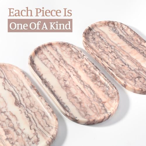 Koville Natural Marble Tray, 12"x6" Decorative Tray for Countertop, Catchall for Perfume, Candles, Jewelry Dish Moca Jade - Image 5