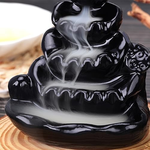 Ceramic Waterfall Incense Burner, Backflow Incense Holder, Incense Cone Burner for Yoga Meditation and Home Decor (Lotus Leaf) - Image 5