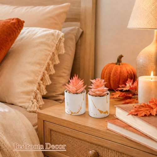 Der Rose 2 Pack Fall Fake Plants in Gold Accent Pots for Autumn Decor - Image 5