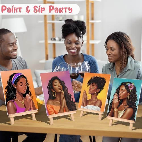 8 Pack Pre Drawn Canvas Painting Kits for Adults Sip and Paint Kit Pre Stretched Canvases Painting Party Supplies for Beginner Artists (Pray Girl, 8 x 10 Inches) - Image 4