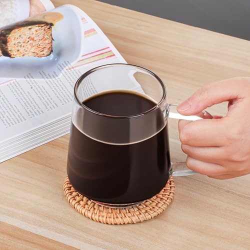 Aquach 20oz Stackable Glass Mugs Set of 2, Large Clear Coffee Tea Cups - Image 3