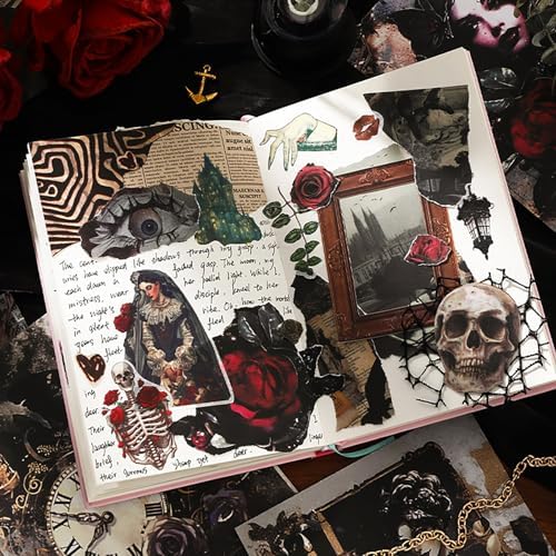 Dark Aesthetic Gothic Stickers 400 Pre-Cut Washi Stickers 20 Scrapbook Papers Horror Decals for Junk Journal Collage DIY Crafts Halloween Scrapbooking Sticker - Image 4
