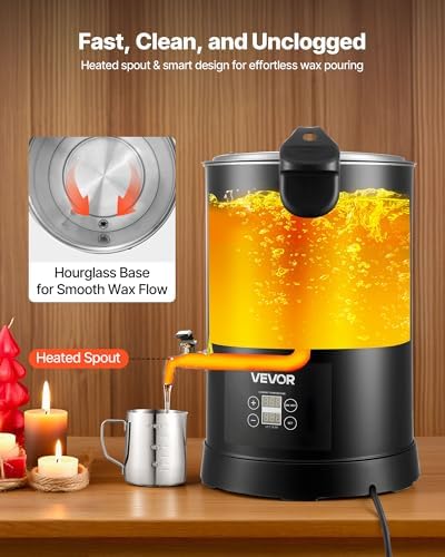 VEVOR 20 Lbs Wax Melter for Candle Making, Fast and Even Heating, with Easy Pour Spout and Temp Digital Display, Hourglass Base for Non-Stick Smooth Flow, Wax Melting Pot for Making Candles Soaps - Image 5