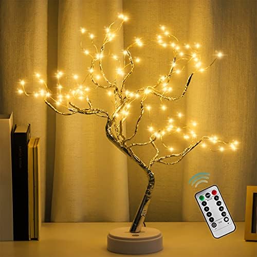 PXBNIUYA 108 LED Sparkly Fairy Tree Lamp, Warm White, Remote Control, USB/Battery, 8 Modes, DIY Bonsai Decor, Festival Decoration Light by PXBNIUYA