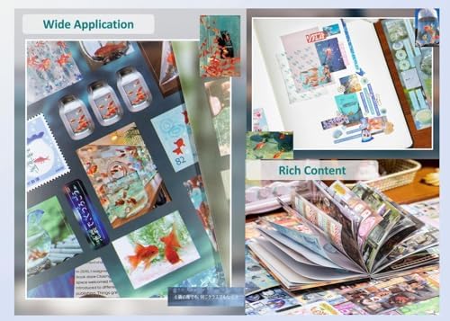 Japanese Retro Sticker Book, 800 Cartoon Stickers Book with Art Coated Paper Creative Activity Stickers for Adults, DIY Scrapbooking Phone Cases Laptops Party Gifts (Four Season Radio) - Image 6