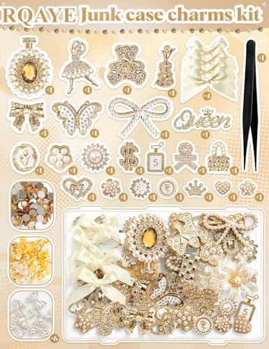 RQAYE Junk case charms,junk case Kit for Customizing Diy Cases,With Cute Bow,Flatback Pearls,Letter Beads, Aesthetic Big Decor for Personalization - Image 2