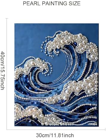 Mrchfr Wave Pearl Painting Kit for Adults & Beginners, DIY Ocean Theme DIY All-Pearl Dot Painting, Stress Relief Art Craft Supplies for Gift Home Wall Decor, No Frame (Style A with Frame) - Image 2
