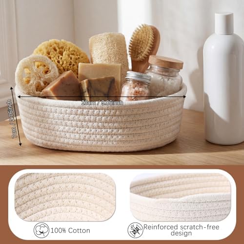 Yinkin 12 Pack Small Storage Basket Cute Natural Cotton Rope Woven Basket Tiny Boho Decorative Toy Storage Bin Gift Baskets for Home Organizing, Closet, Shelf, Nursery, Bathroom(Oval,Beige) - Image 2