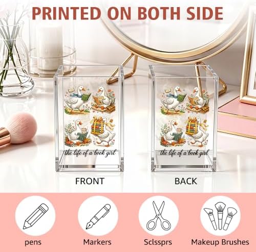 Funny The Life Of A Book Girl Acrylic Pencil Holder Cup - Image 3