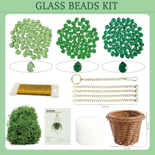 Green Glass Beads Beaded Plant Kits Bulk Suncatcher Forever Hanging Planter - Image 5