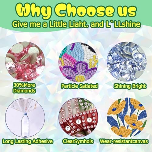 ICYANART 4 Pack Flowers Diamond Art Kits for Kids Age 6-12 6x6 Inch - Image 5