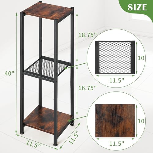 Dipion 3 Tier Pedestal Stand,40 Inch Tall Plant Stand Indoor,Rustic Brown - Image 5
