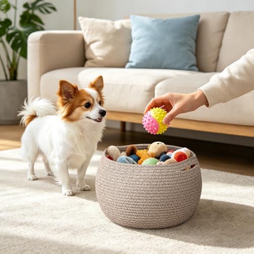Goodpick Round Woven Rope Storage Basket for Shelves, 10" x 8.3", Jute - Image 5
