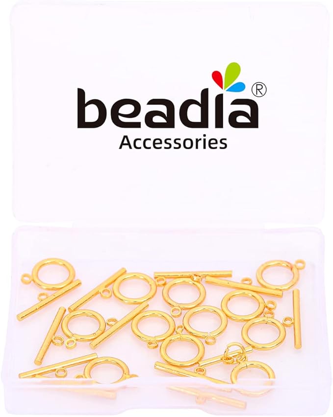18K Gold Plated OT Toggle Clasps Non Tarnish 10x17mm 12 Pairs for Jewelry Making Findings