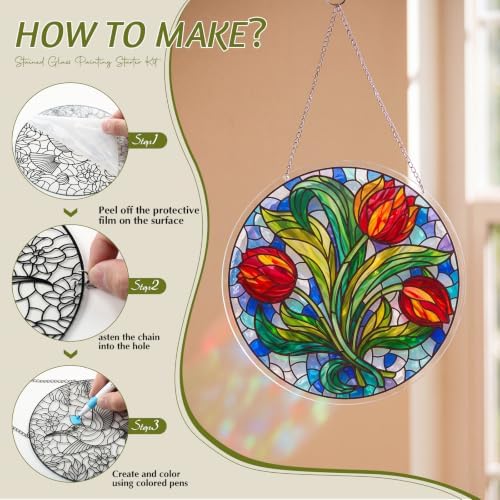 30 Pcs Suncatchers Crafts Kit DIY Paint Art, Stained Glass Painting - Image 4