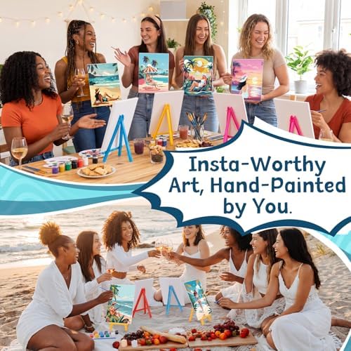 Blosssound 10 Set Pre Printed Canvas Pre Drawn Canvas Painting with Easel Kits 5" x 7" Outline Painting Panels for Beginners, DIY Craft Project, Party Favor, Home Decors(Hawaii Women) - Image 5