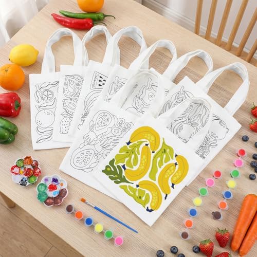 Aliceset 16 Pcs Color Your Own Bag Tote Bag Painting - Image 4