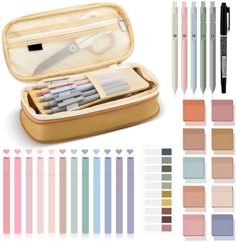 Jutom 39 Pcs Aesthetic Book Annotation Kit,Khaki,Cute Style by Jutom