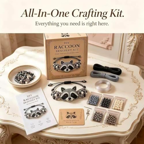 RYCHEENI DIY Beaded Bracelet Kit for Adults, Beginner Jewelry Making Craft Set with Instruction Guide, 3D Animal Beadwork Project, Complete Supplies for Women and Craft Lovers (Raccoon) - Image 2