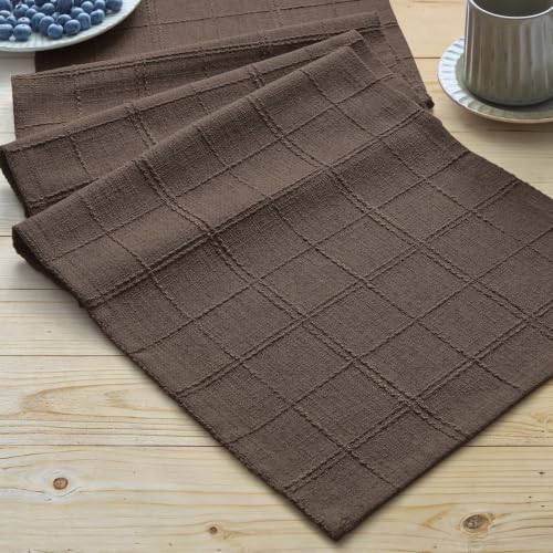 ZeeMart Linen Checked Farmhouse Table Runner, 13x72 Inches Chocolate by ZEEMARTONLINE