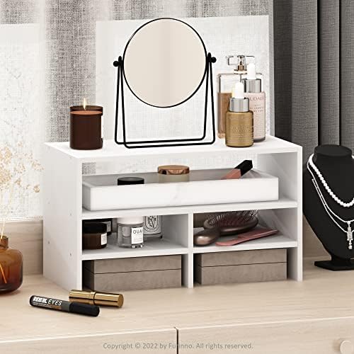 Furinno Hermite Desk Top Organizing Shelf Bookcase, White - Image 2