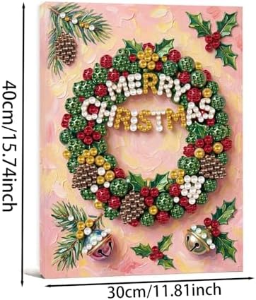 DIY Pearl Painting with Frame Christmas Creative Design, Handmade Healing Home Wall Decoration, 11.81X15.75in (Tools Included)-Wreath - Image 7