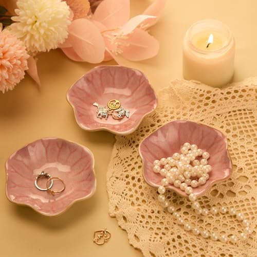 Teenyyou 8 Pcs Ceramic Jewelry Dish Bulk Small Trinket Tray, Pink - Image 5