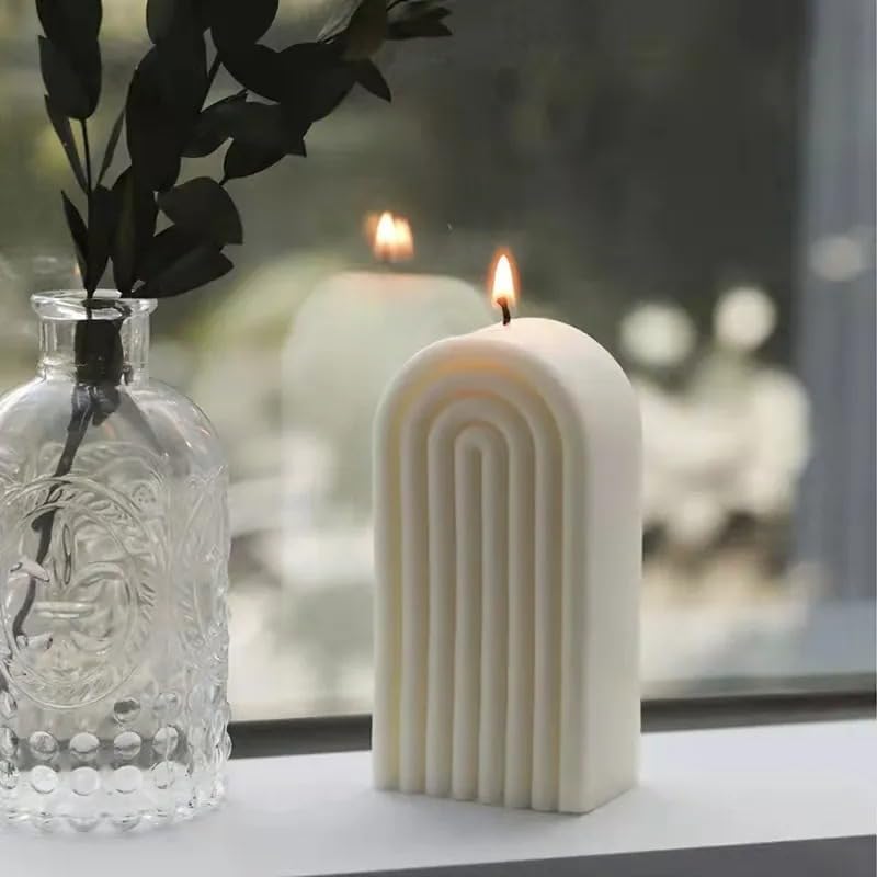 Candle Molds - Silicone Mold for Candles Making, DIY 3D Moulds for Soy Wax, Beeswax, Scented Candle, Valentine's Day Gifts (Wave Geometric Pillar) - Image 5