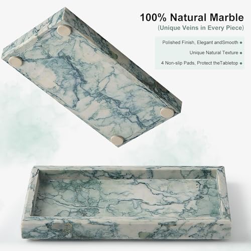 Natural Small Marble Vanity Tray, Stone Organizer for Bathroom & Kitchen - Image 3