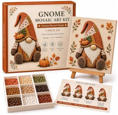 Gnome Mosaic Art Kit, DIY Craft Set for Adults, Cottagecore Desk Decor by Unknown