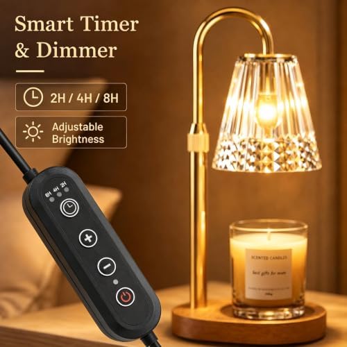 TATAANTY Candle Warmer Lamp with Timer, Adjustable Height, Wood Base - Image 4