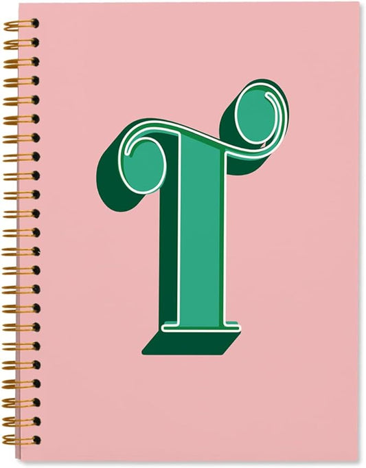 ShowDraven Vintage Initial Letter T Notebook, Personalized Gifts Notebook, Custom Notebook Journals for Writing, Customized Gifts, Monogrammed Gifts for Women, Hardcover Spiral Notebook 5.5 x 8.3