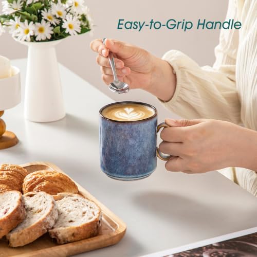 vancasso ONION Ceramic Coffee Mugs Set of 6, 12 Oz Coffee Cups for Latte, Cappuccino, Tea & Hot Cocoa, Artisan Modern Style for Coffee Bar, Home & Kitchen, Microwave & Dishwasher Safe, Deep Blue Gray - Image 5