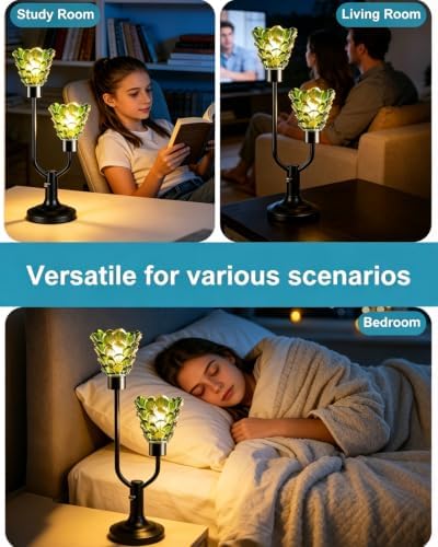 Lightdot Green Glass Table Lamp for Living Room Dimmable Vintage Lamp Gift - Image 6