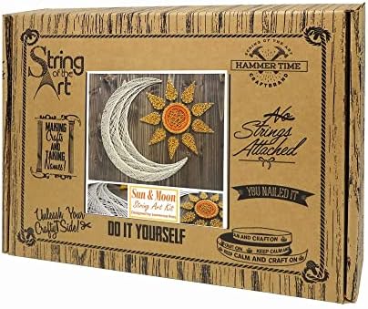 String of the Art Sun and Moon String Art Kit, American Made DIY Craft Kit for Adults, Stained Pine Wood (16" x 12"), Embroidery Floss, Beginner to Advanced Crafters, Craft a Handmade Gift - Image 3