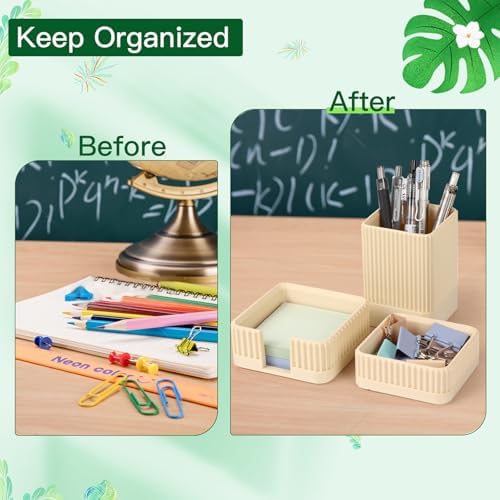 Aesthetic Desk Organizer Set,3-Piece Sturdy Plastic Office Accessories - Image 3