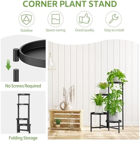 iDavosic.ly 4 Tier Large Plant Stand Indoor Outdoor, 10 In Wide Tray, Black - Image 4