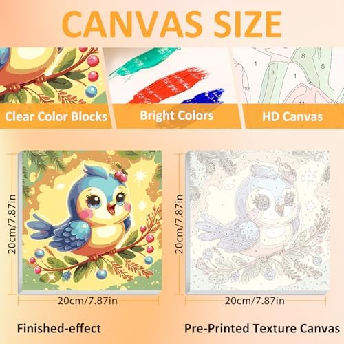 Bird Paint by Numbers Kit for Kids, 8x8 inch - Image 2