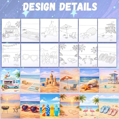 PAILIM 12PCS 8x10IN Pre Drawn Canvas to Paint for Adults Summer Paint Party - Image 2