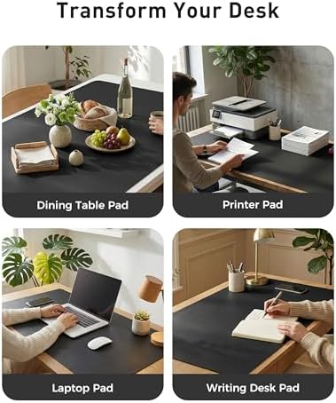 Aothia Faux Leather Desk Mat - Large Mouse Pad, Non-Slip PU Leather Blotter, Waterproof Writing Surface for Office and Home (Black, 42" x 17") - Image 6
