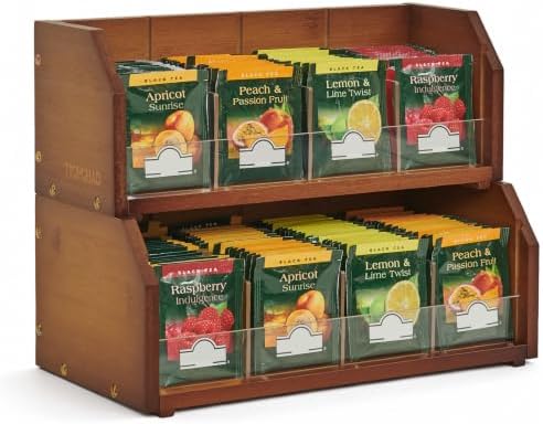 TIOPGHAD 2-Layer Stackable Bamboo Tea Bag Organizer Storage Holder, Brown by TIOPGHAD