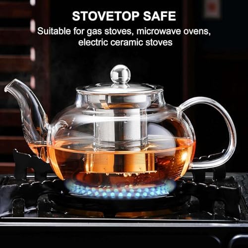 PARACITY Tea Pot for Stove, 20 oz Stovetop Clear Glass Teapot with Infuser - Image 5