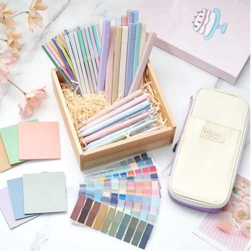 135 Pcs Book Annotation Kit with Pencil Case, 12 Pastel Highlighters, 11 Gel Pens, Fine Marker, 300 Transparent Sticky Notes, 2640 Index Tabs, Bible Study Supplies Kit(Classic,Purple) - Image 2